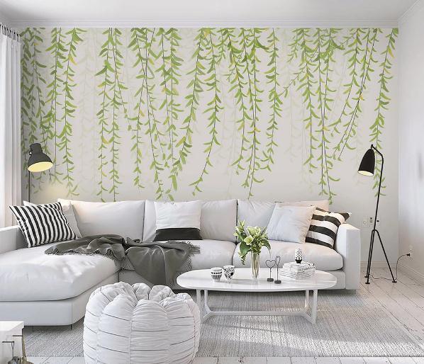 3D Green Leaves Branch Wall Mural Wallpaper 305- Jess Art Decoration