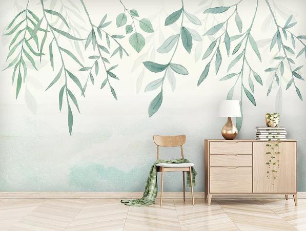 3D Green Leaves Branch Wall Mural Wallpaper 308- Jess Art Decoration