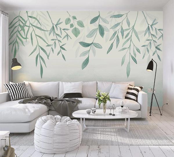 3D Green Leaves Branch Wall Mural Wallpaper 308- Jess Art Decoration