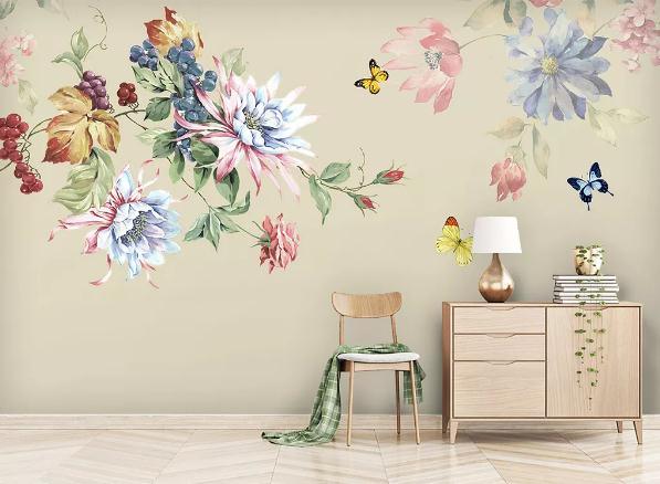 3D Floral Butterfly Wall Mural Wallpaper 431- Jess Art Decoration