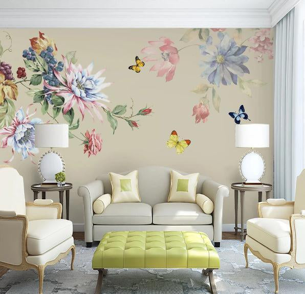 3D Floral Butterfly Wall Mural Wallpaper 431- Jess Art Decoration