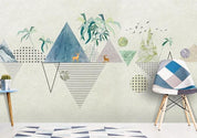 3D Geometric Triangle Circle Elk Trees Bird Wall Mural Wallpaper 170- Jess Art Decoration