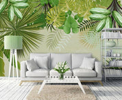 3D Green Tropical Plants Leaves Wall Mural Wallpaper 318- Jess Art Decoration