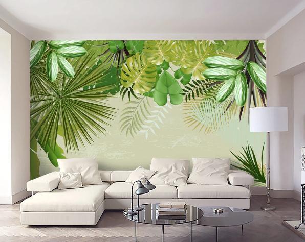 3D Green Tropical Plants Leaves Wall Mural Wallpaper 318- Jess Art Decoration