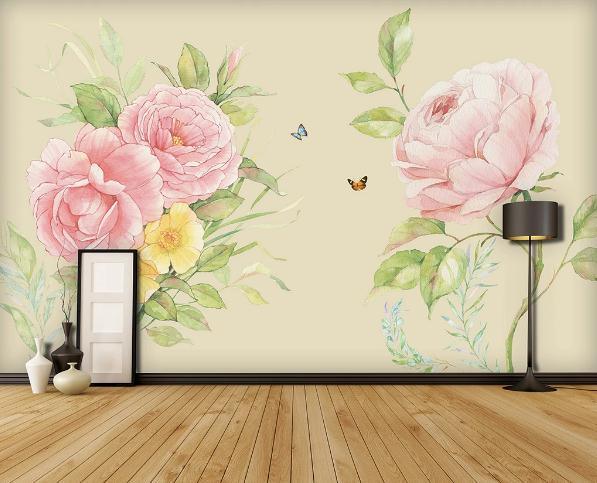 3D Pink Floral Wall Mural Wallpaper 458- Jess Art Decoration