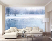 3D Blue Forest Winter Wall Mural Wallpaper 304- Jess Art Decoration