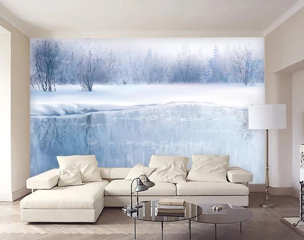 3D Blue Forest Winter Wall Mural Wallpaper 304- Jess Art Decoration