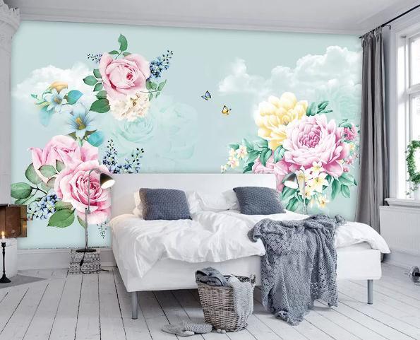 3D Blue Rose Floral Wall Mural Wallpaper 349- Jess Art Decoration