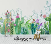 3D Green Cactus Wall Mural Wallpaper 140- Jess Art Decoration