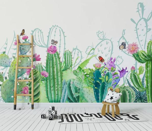 3D Green Cactus Wall Mural Wallpaper 140- Jess Art Decoration