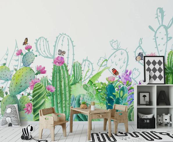 3D Green Cactus Wall Mural Wallpaper 140- Jess Art Decoration