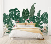 3D Green Tropical Plants Floral Wall Mural Wallpaper 147- Jess Art Decoration