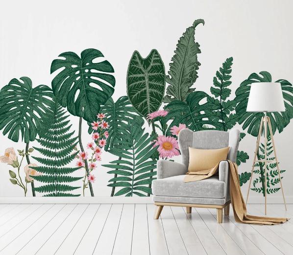 3D Green Tropical Plants Floral Wall Mural Wallpaper 147- Jess Art Decoration