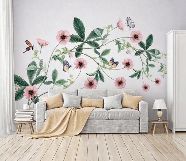 3D Floral Plants Butterfly Wall Mural Wallpaper 165- Jess Art Decoration