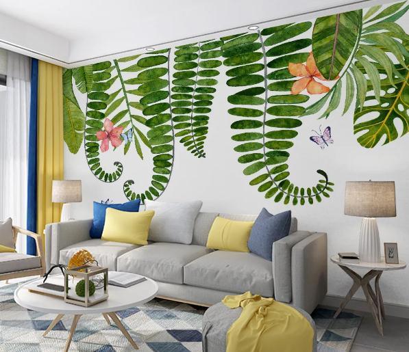 3D Green Tropical Plants Leaves Wall Mural Wallpaper 141- Jess Art Decoration