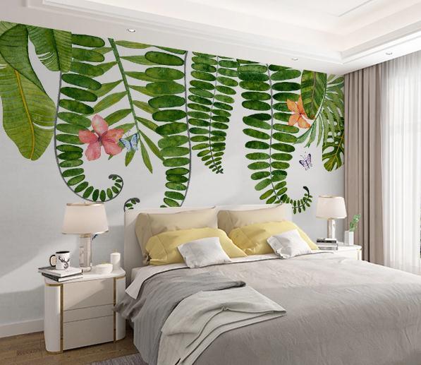 3D Green Tropical Plants Leaves Wall Mural Wallpaper 141- Jess Art Decoration