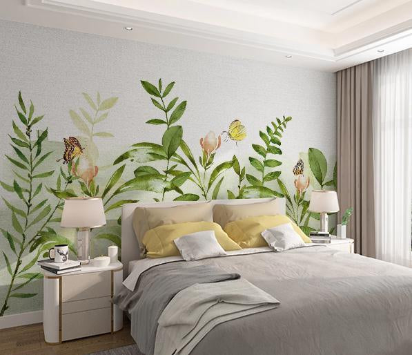 3D Green Floral Plants Wall Mural Wallpaper 142- Jess Art Decoration
