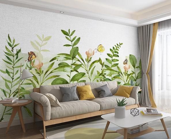 3D Green Floral Plants Wall Mural Wallpaper 142- Jess Art Decoration