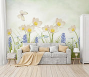 3D Lavender Floral Butterfly Wall Mural Wallpaper 430- Jess Art Decoration
