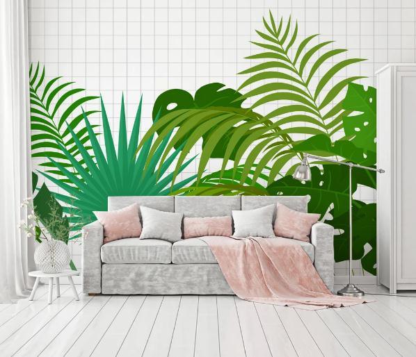 3D Green Leaves Lattice Wall Mural Wallpaper 450- Jess Art Decoration