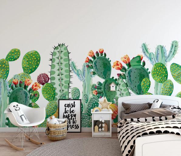 3D Green Cactus Wall Mural Wallpaper 302- Jess Art Decoration