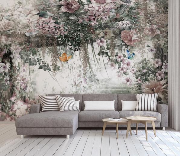 3D Pink Vine Flower Wall Mural Wallpaper 190- Jess Art Decoration