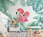 3D Flamingo Leaves Plants Wall Mural Wallpaper 135- Jess Art Decoration