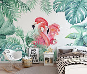 3D Flamingo Leaves Plants Wall Mural Wallpaper 135- Jess Art Decoration