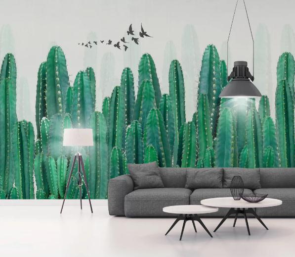 3D Green Cactus Wall Mural Wallpaper 139- Jess Art Decoration