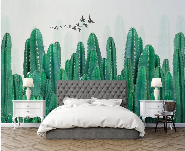 3D Green Cactus Wall Mural Wallpaper 139- Jess Art Decoration