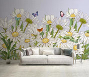 3D White Daisy Floral Wall Mural Wallpaper 168- Jess Art Decoration