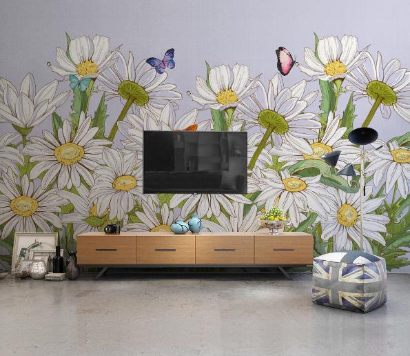 3D White Daisy Floral Wall Mural Wallpaper 168- Jess Art Decoration