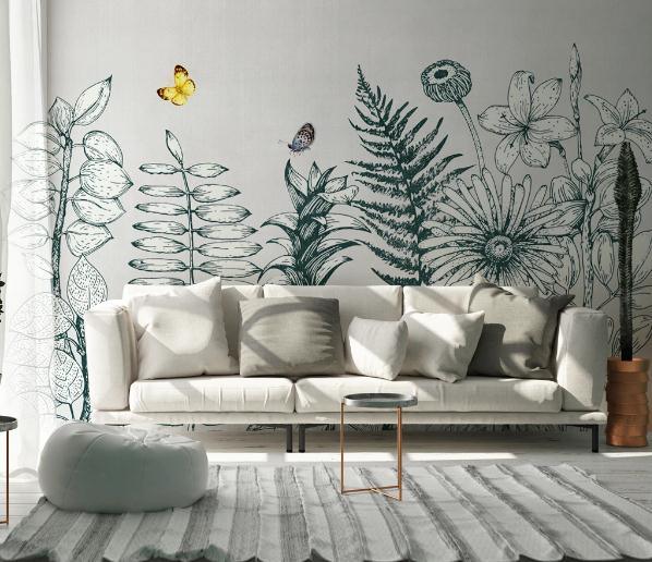 3D Green Floral Plants Wall Mural Wallpaper 124- Jess Art Decoration