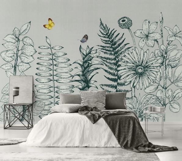 3D Green Floral Plants Wall Mural Wallpaper 124- Jess Art Decoration