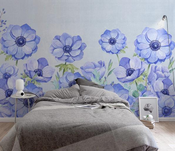 3D Blue Floral Wall Mural Wallpaper 239- Jess Art Decoration
