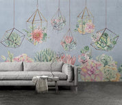 3D Blue Succulents Wall Mural Wallpaper 193- Jess Art Decoration