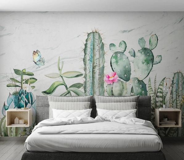 3D Green Cactus Wall Mural Wallpaper 368- Jess Art Decoration