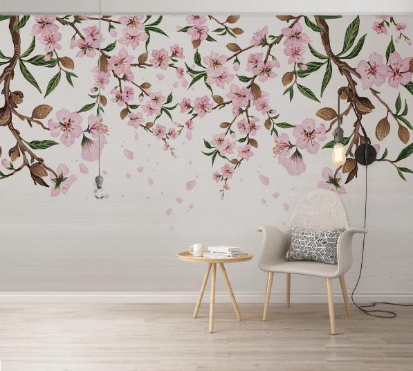 3D Pink Peach Blossom Plum Blossom Wall Mural Wallpaper 492- Jess Art Decoration