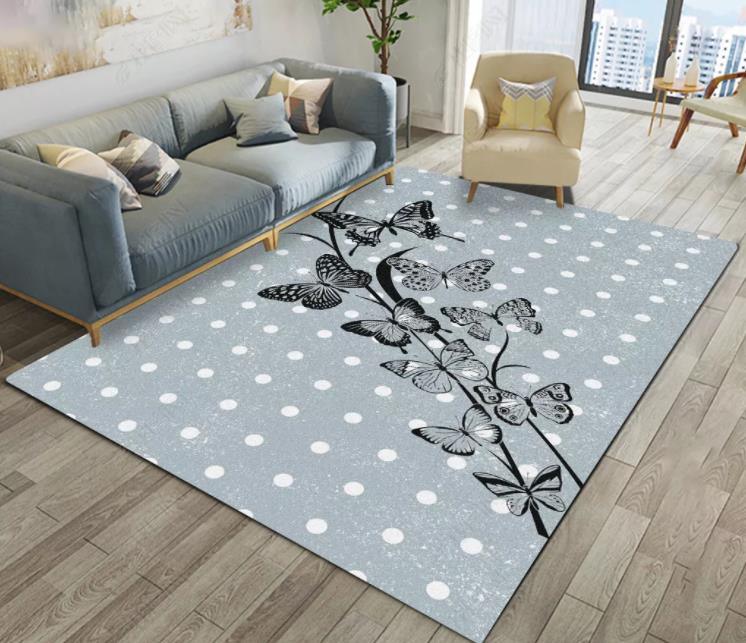 3D Grey Dot Butterfly Non-Slip Rug Mat 196- Jess Art Decoration