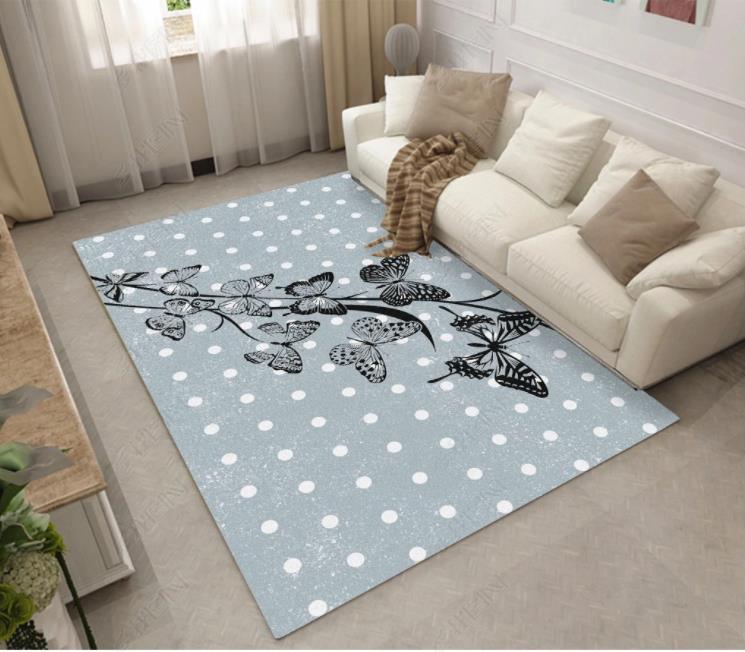 3D Grey Dot Butterfly Non-Slip Rug Mat 196- Jess Art Decoration