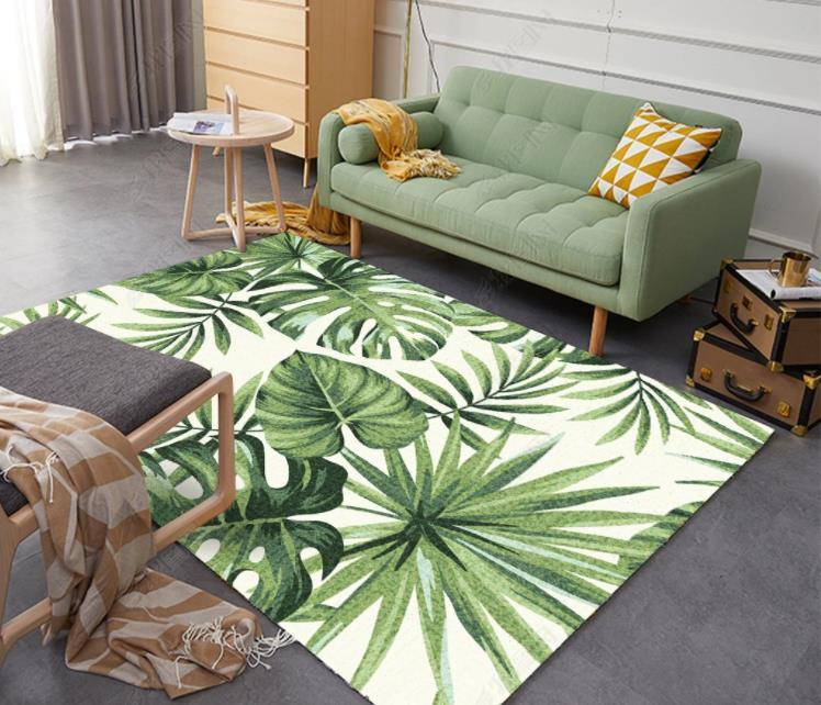 3D Tropical Green Leaves Non-Slip Rug Mat 229- Jess Art Decoration