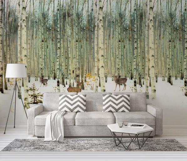 3D Forest Elk Snow Wall Mural Wallpaper 126- Jess Art Decoration