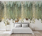 3D Forest Elk Snow Wall Mural Wallpaper 126- Jess Art Decoration