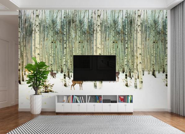 3D Forest Elk Snow Wall Mural Wallpaper 126- Jess Art Decoration