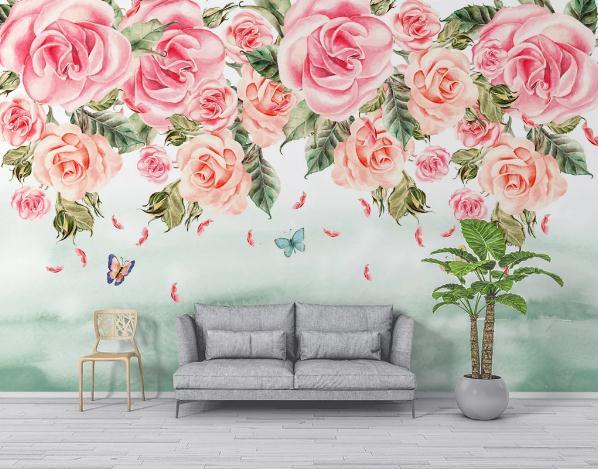 3D Red Floral Rose Wall Mural Wallpaper 469- Jess Art Decoration