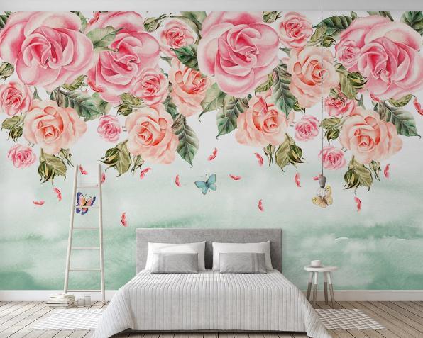3D Red Floral Rose Wall Mural Wallpaper 469- Jess Art Decoration