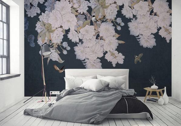 3D Black Floral Wall Mural Wallpaper 489- Jess Art Decoration