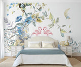 3D Flamingo Floral Leaves Moon Plants Wall Mural Wallpaper 117- Jess Art Decoration