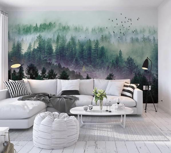 3D Fog Forest Bird Wall Mural Wallpaper 384- Jess Art Decoration