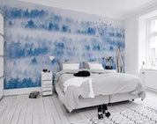 3D Blue Mist Pine Forest Wall Mural Wallpaper 493- Jess Art Decoration